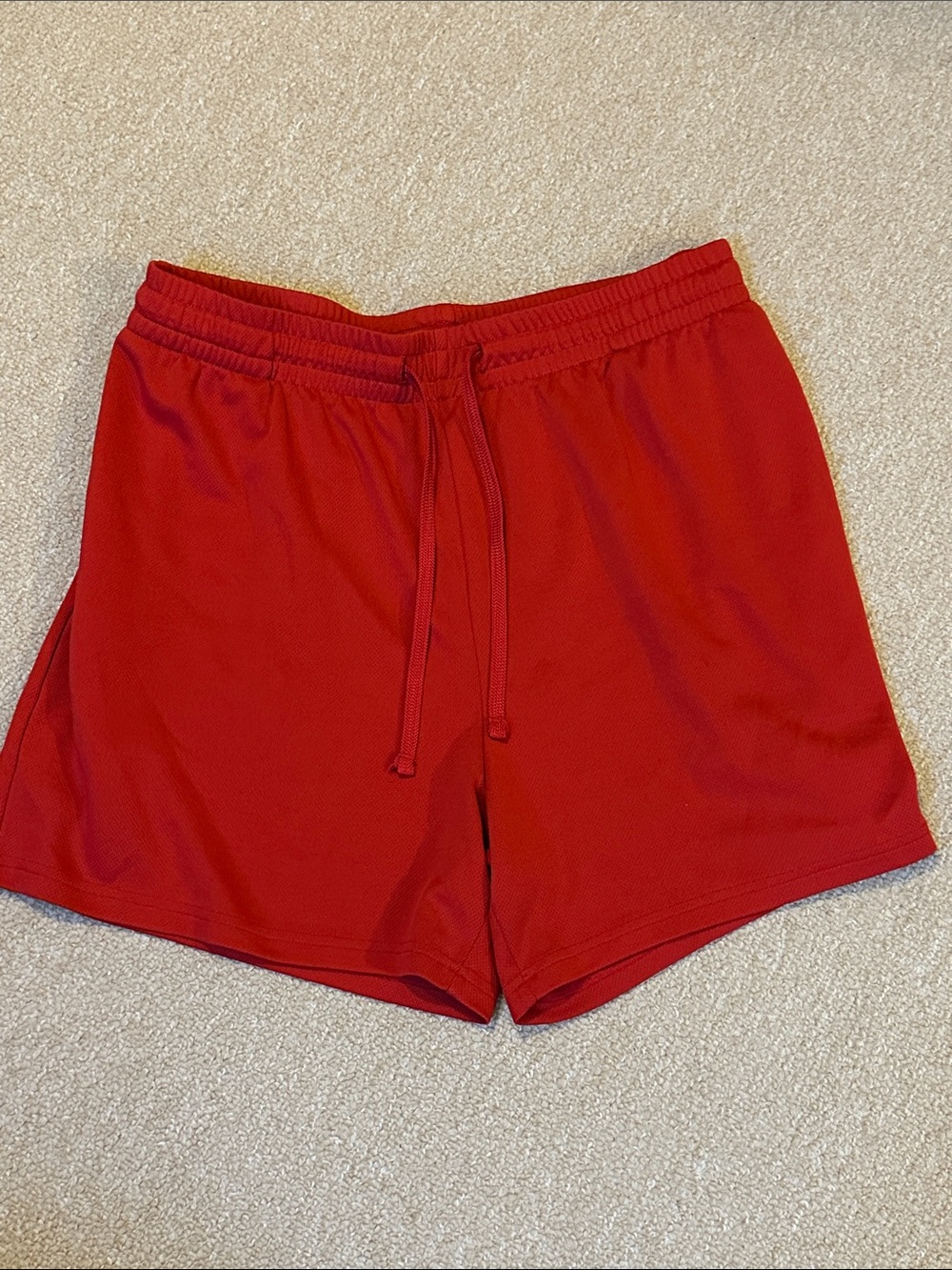 Men's Athletic Mesh Shorts L Tek Gear drawstring Red READ DESCRIP